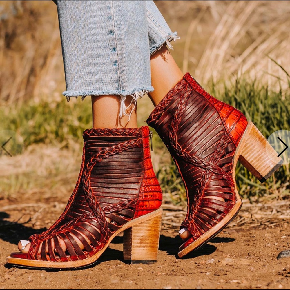 BELA FREEBIED Red / Wine heel open toe boot